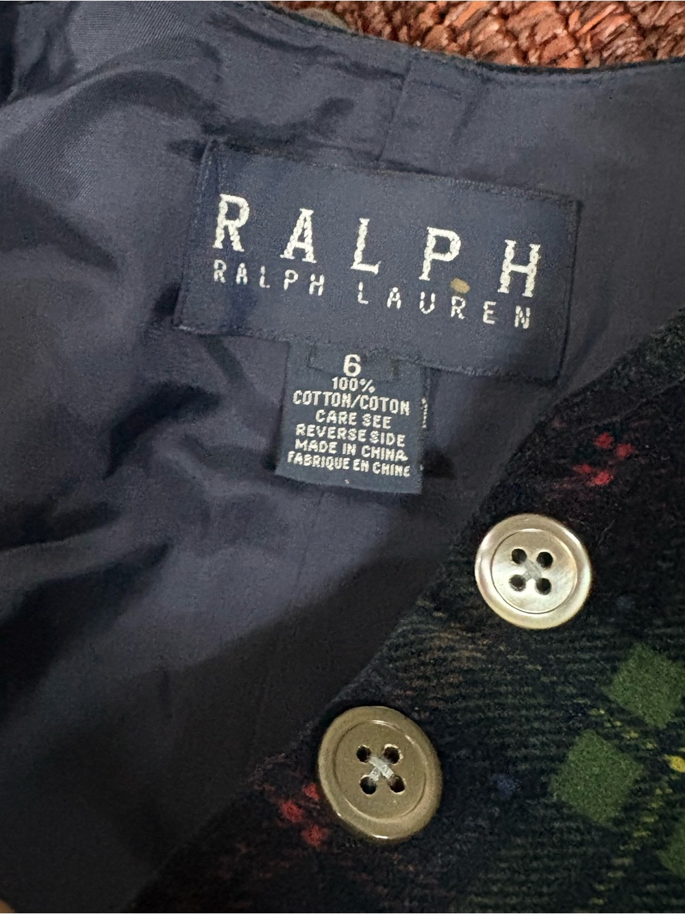 Vintage Ralph Lauren Vest Women’s 6 Cotton Velvet Tuxedo Waistcoat Plaid 90s Y2k - Picture 5 of 5